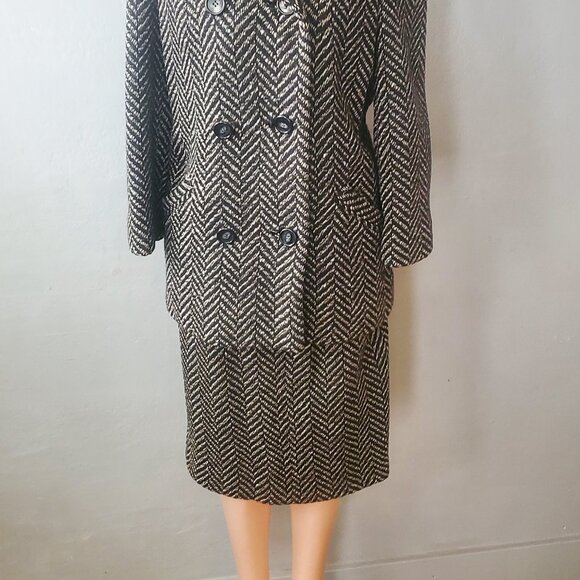Anne Fogarty 2 Piece Tweed Skirt-Coat Set/ Women's Vintage Designer Suit - Picture 8 of 12